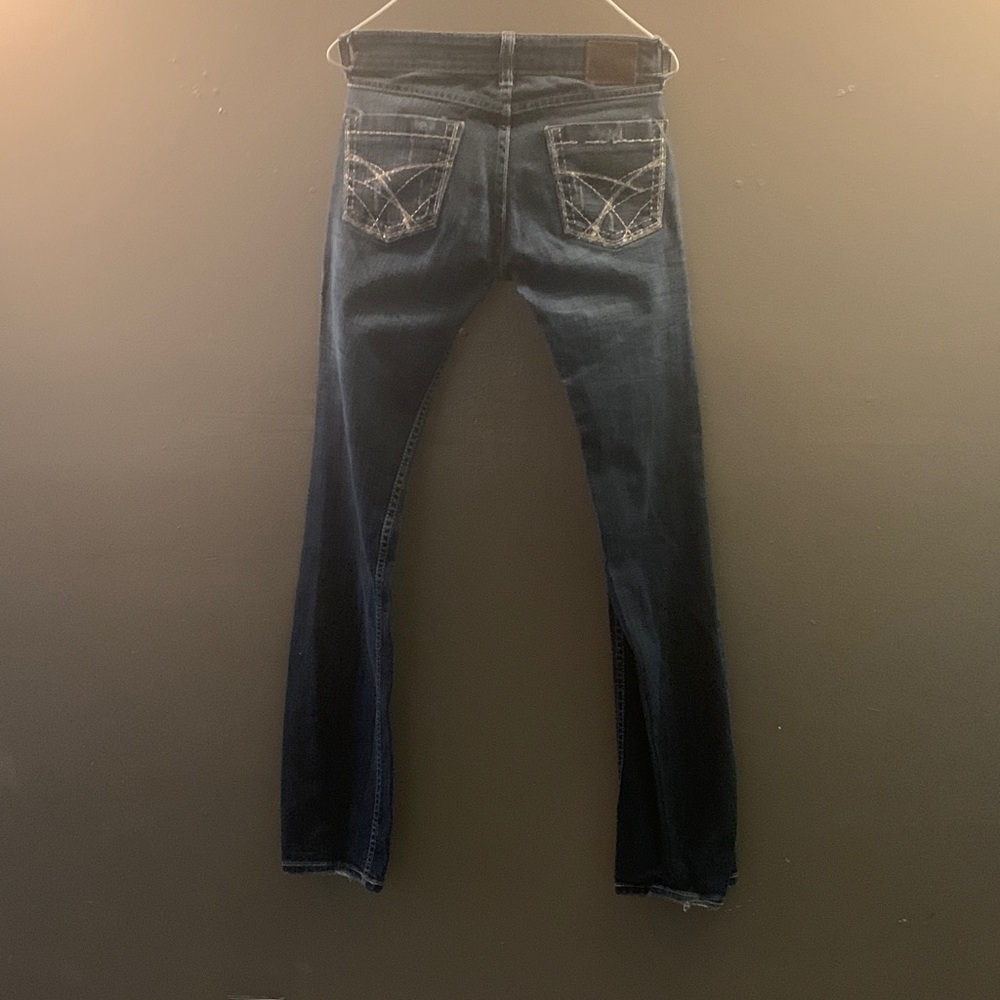 BKE Dark Blue Denim with Brown Leather Patch